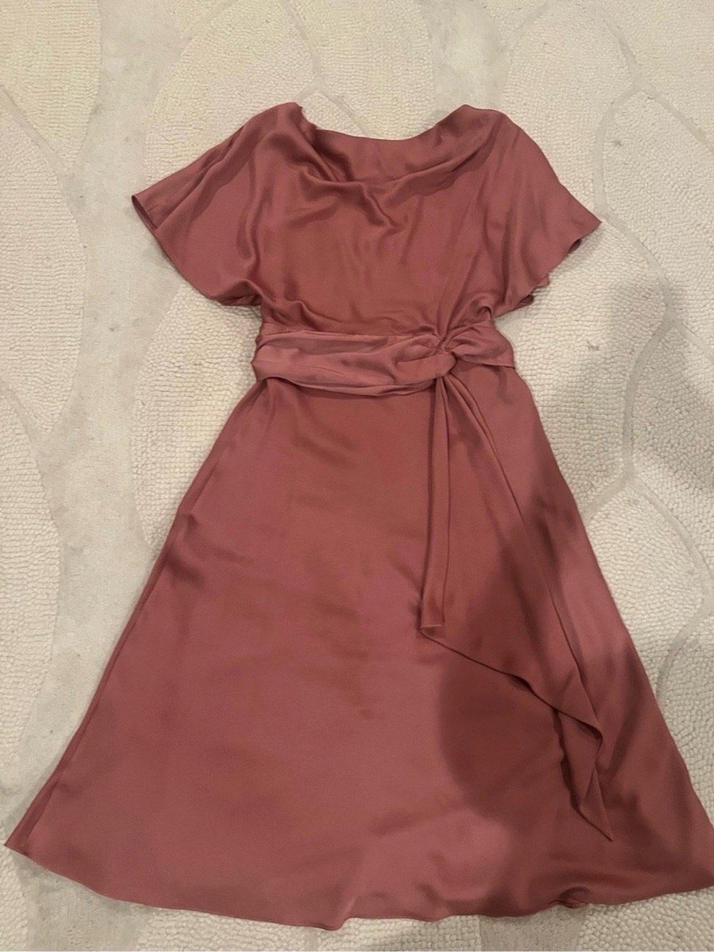 BHLDN Dusty Rose Midi Dress with Waist Tie